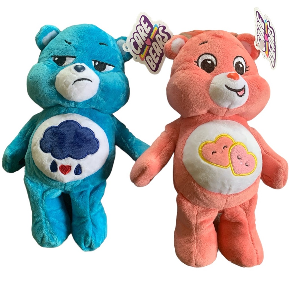 Care Bears Grumpy Bear & Love-a-Lot Bear 9” Soft Plush NEW
